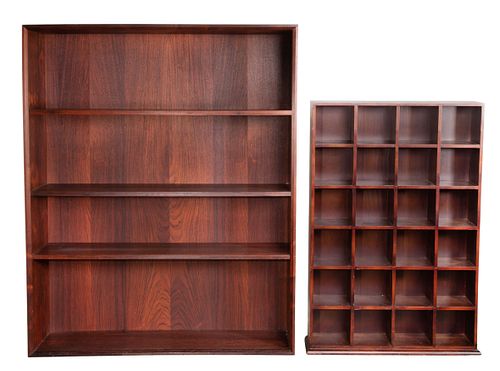 Danish Modern Rosewood Bookcase and Cubby Hole Cabinet