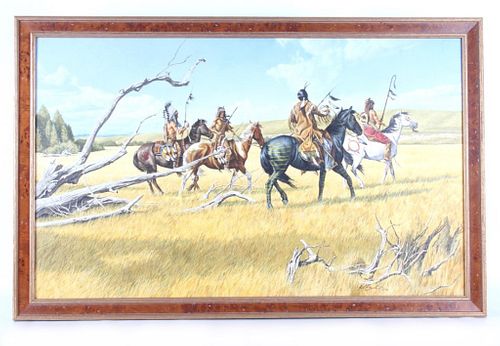 Sil Bent "Band of Warriors" Oil Painting c. 1979