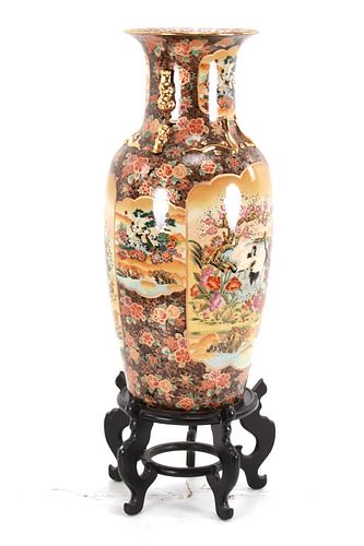Massive Japanese Satsuma Gilt & Glazed Vase