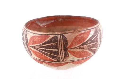 Isleta Pueblo Polychrome Pottery Bowl c. 1920's