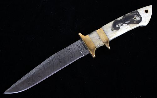 	Montana Territory Custer Scrimshaw Damascus Knife