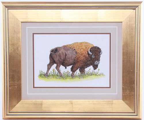 John T. Jones, "Herd Bull" Watercolour Signed