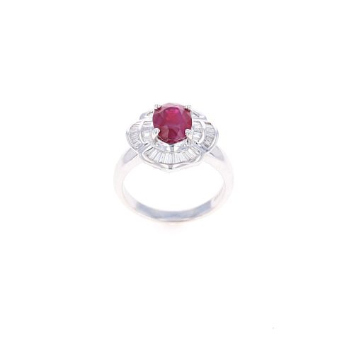 Opulent Ruby & VS1 Diamond 18k White Gold Ring