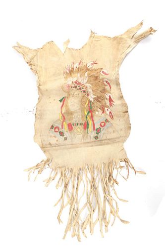 1900 Northern Plains Chief Polychrome Painted Hide