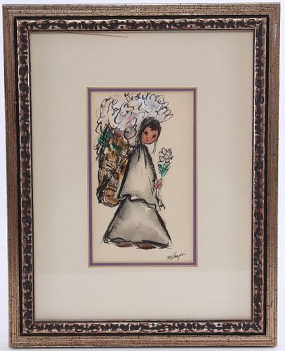 Ettore "Ted" DeGrazia, "Girl with a Doll" Painting