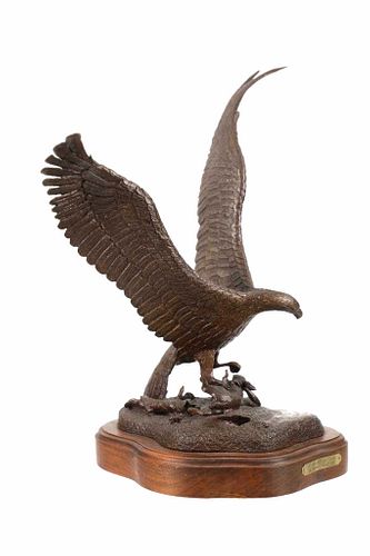 Richard Prazen C. 1980 Bronze Eagle Sculpture