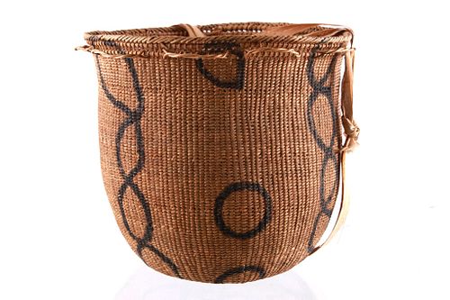 Apache Polychrome Hand Woven Burden Basket 1930s