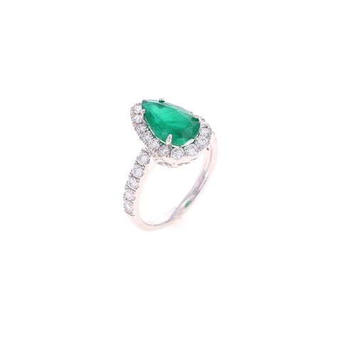 Deep Emerald VS2 Diamond & Platinum Ring