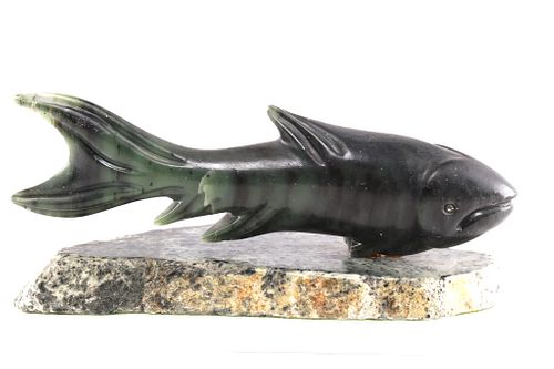 Guy Maclure (b. 1950 -) Trout Soapstone Carving