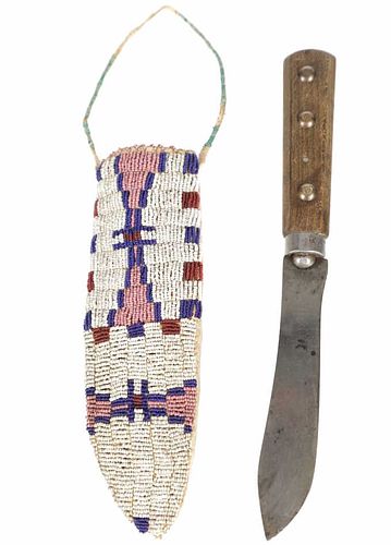 Arapaho Beaded & Quilled Sheath & Trade Knife