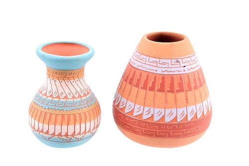 Navajo Polychrome Bud & Olla Signed Pottery