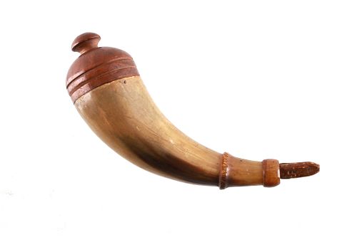 19th Century American Fine Carved Powder Horn