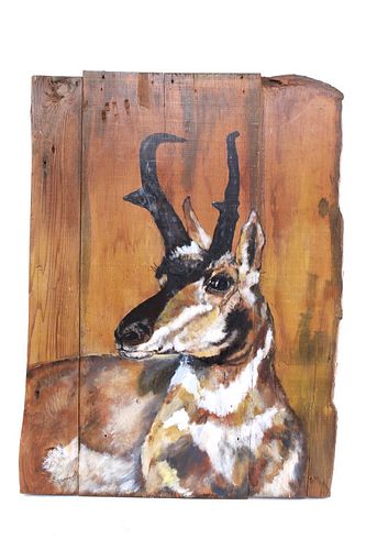 Pronghorn Painting On Reclaimed Barn Wood