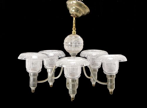 C. 1904-1920 Lightolier Chandelier Glass Bobeches