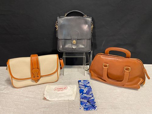 Collection Vintage Leather COACH, DOONEY & BOURKE Purses and Silk Ascot 