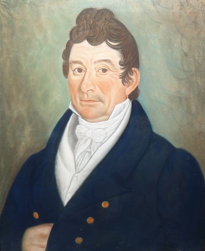 Micah Williams (NJ/NY 1782 - 1837) folk art pastel portrait