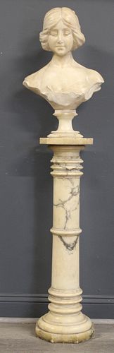 Antique Marble Pedestal And Bust.