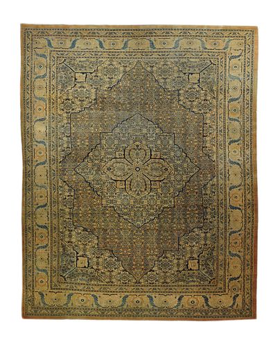 Antique Hajijalili Tabriz Rug, 9'1" x 11’10" (2.77 x 3.61 M)