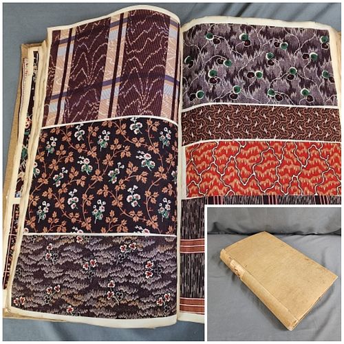 Rare 1852 French Antique Textile Sample Book 