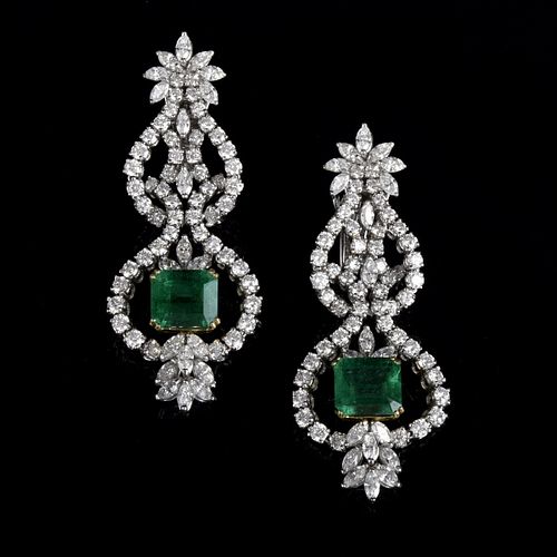 AGL Emerald, Diamond and 18K Earrings