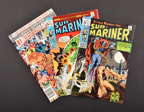 3 Marvel Comics, SUB-MARINER #22 & #34; MARVEL SUPER HERO #1 (Newsstand Edition)