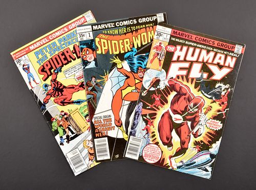 3 Marvel Comics, THE SPECTACULAR SPIDER-MAN #1, THE HUMAN FLY #1, & THE SPIDER-WOMAN #1
