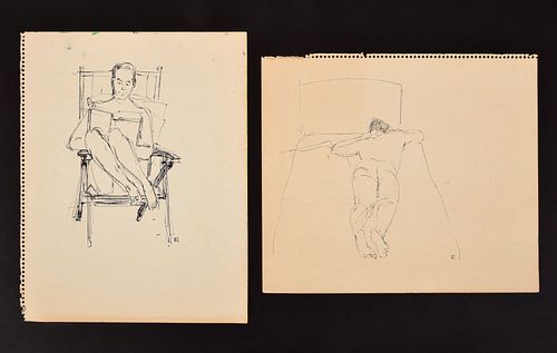 2 Freddy Wittop Drawings, Male Nude Figures
