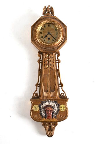 Seth Thomas Hand Painted Metal Wall Clock c. 1900s