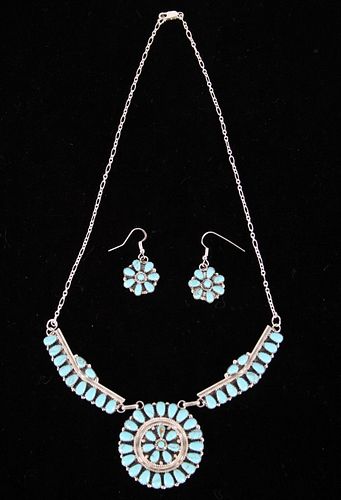 Navajo Dean Brown Turquoise Necklace & Earrings