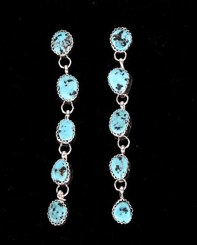 Navajo Turquoise & Sterling Dangle Earrings