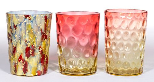ASSORTED VICTORIAN GLASS TUMBLERS, LOT OF THREE,