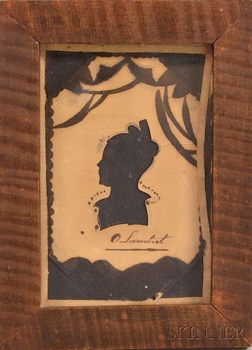 Framed Hollow-cut and Watercolor Silhouette of Olive Lambert