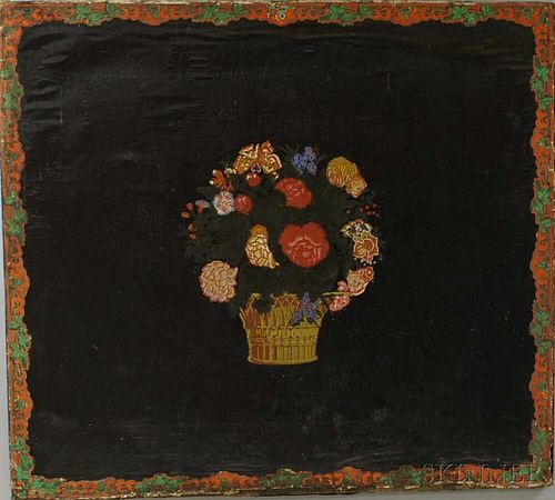 American School, 19th Century       Still Life with Basket of Flowers.