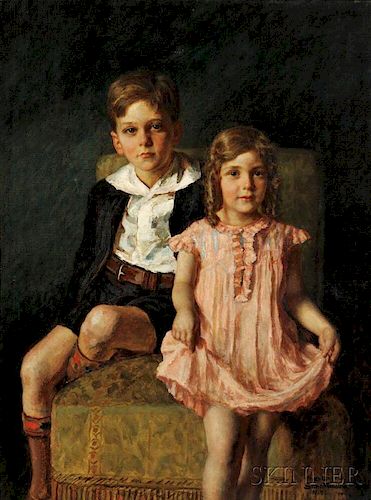 Nikol Schattenstein (Russian/American, 1877-1954)      Portrait of a Brother and Sister