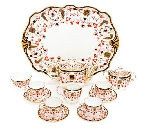 * A Royal Crown Derby Porcelain Tea Service, Height of first 9 inches.