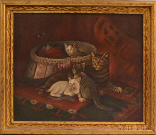 American School, 19th Century       Portrait of Kittens and a Cat