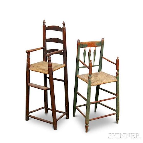 Two Turned and Painted High Chairs