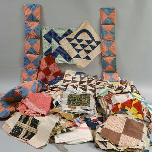 Large Group of Cotton Quilt Blocks