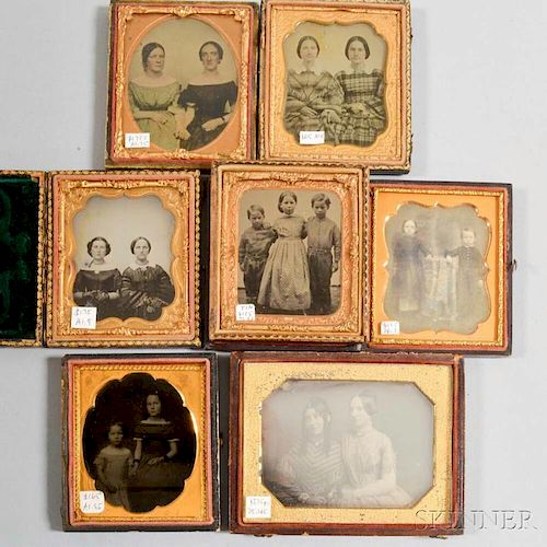 Seven Daguerreotypes, Ambrotypes, and Tintypes of Siblings