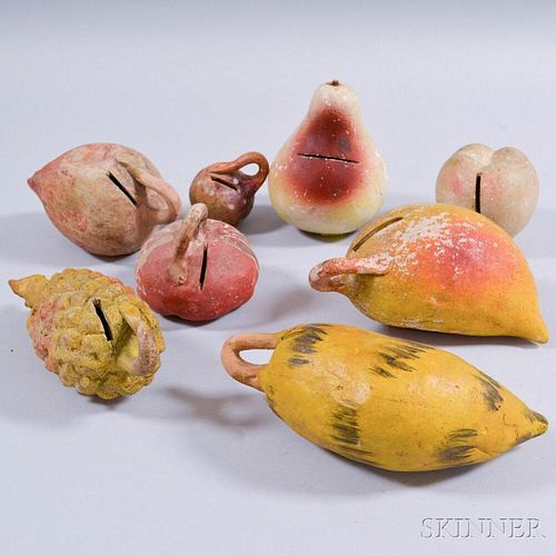 Eight Chalkware Fruit- and Vegetable-form Banks.