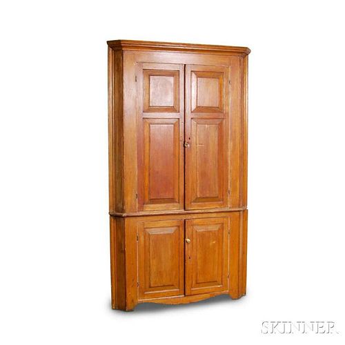 Country Pine Two-piece Corner Cupboard