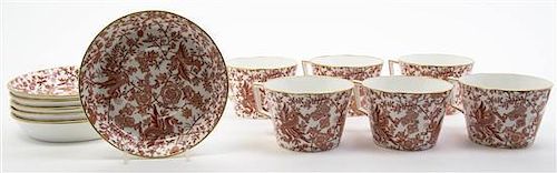 A Set of Hammersly and Co. Porcelain Cups and Saucers, Height 2 3/4 inches.