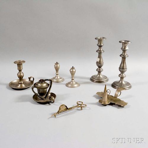 Eight Pewter Lighting Devices
