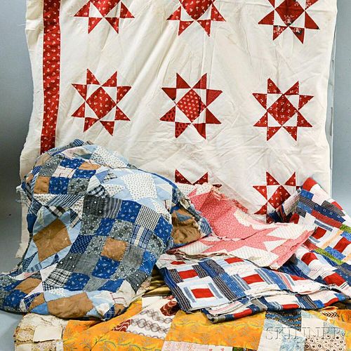 Five Quilt Tops and Quilting Fragments