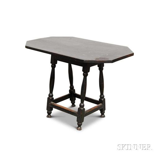 William and Mary Black-painted Maple Tea Table