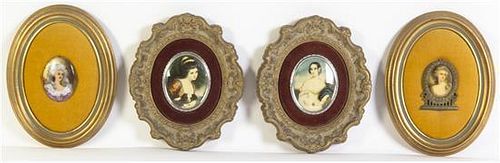 A Continental Porcelain Portrait Plaque, Height of first 2 3/4 inches.