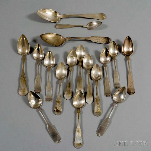 Seventeen Vermont and Massachusetts Coin Silver Spoons
