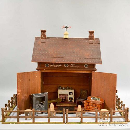 Primitive Doll House and Furniture