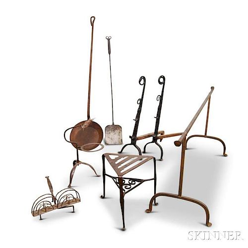 Group of Wrought Iron Hearth Items