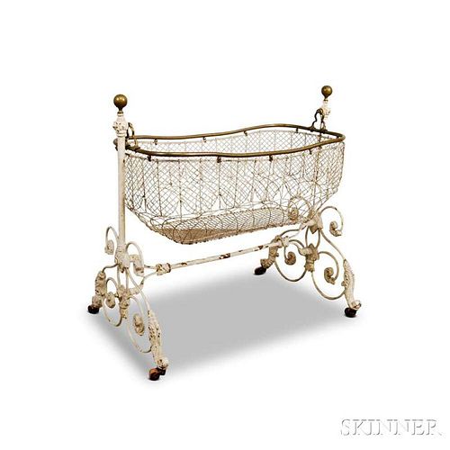Victorian White-painted Cast Iron Cradle